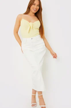 Textured Knot Detail Strappy Bodysuit