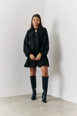 Tie Detail Balloon Sleeve Smock Dress