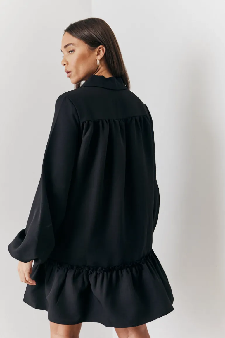 Tie Detail Balloon Sleeve Smock Dress