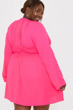 Tie Detail Plunge Skater Dress