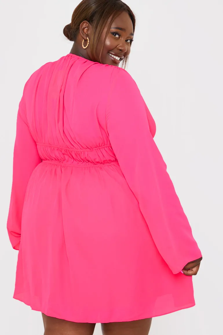 Tie Detail Plunge Skater Dress