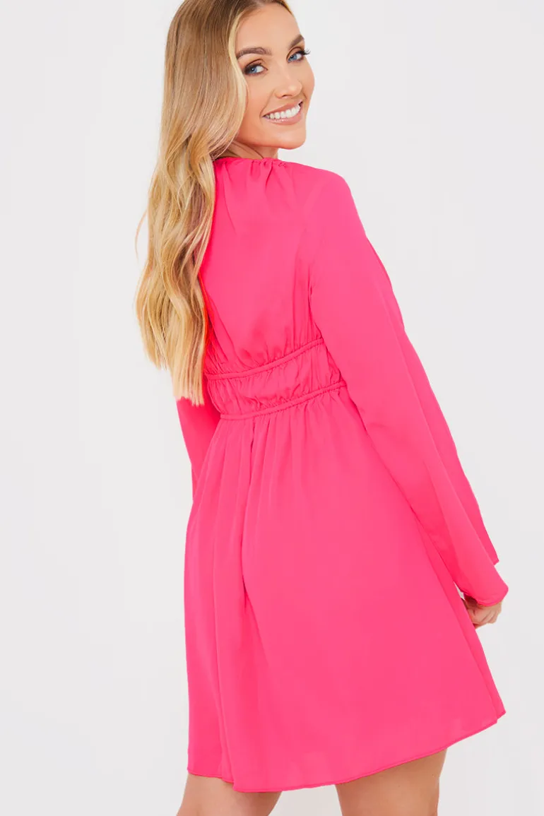 Tie Detail Plunge Skater Dress