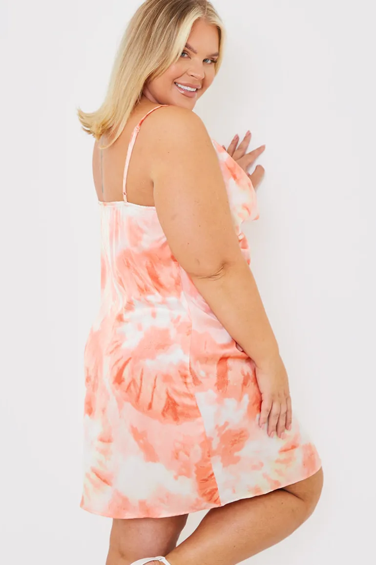 Tie Dye Cowl Neck Midi Dress