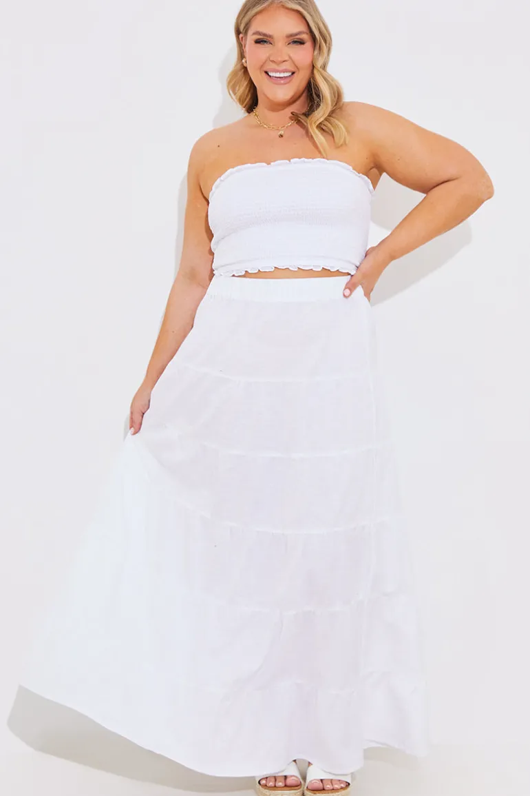 Tiered Linen Look Maxi Co-Ord Skirt