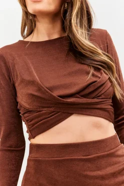 Twist Acetate Slinky Co-Ord Crop Top