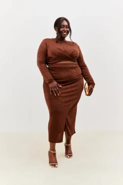 Twist Acetate Slinky Co-Ord Crop Top