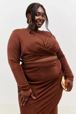 Twist Acetate Slinky Co-Ord Crop Top