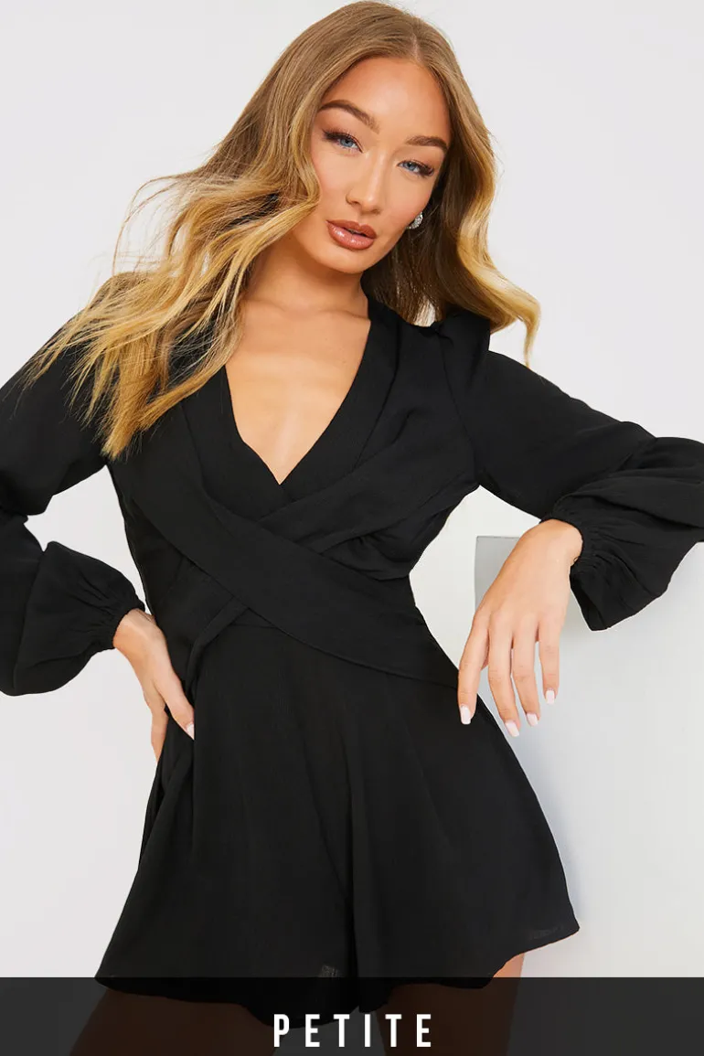 Twist Front Balloon Sleeve Playsuit