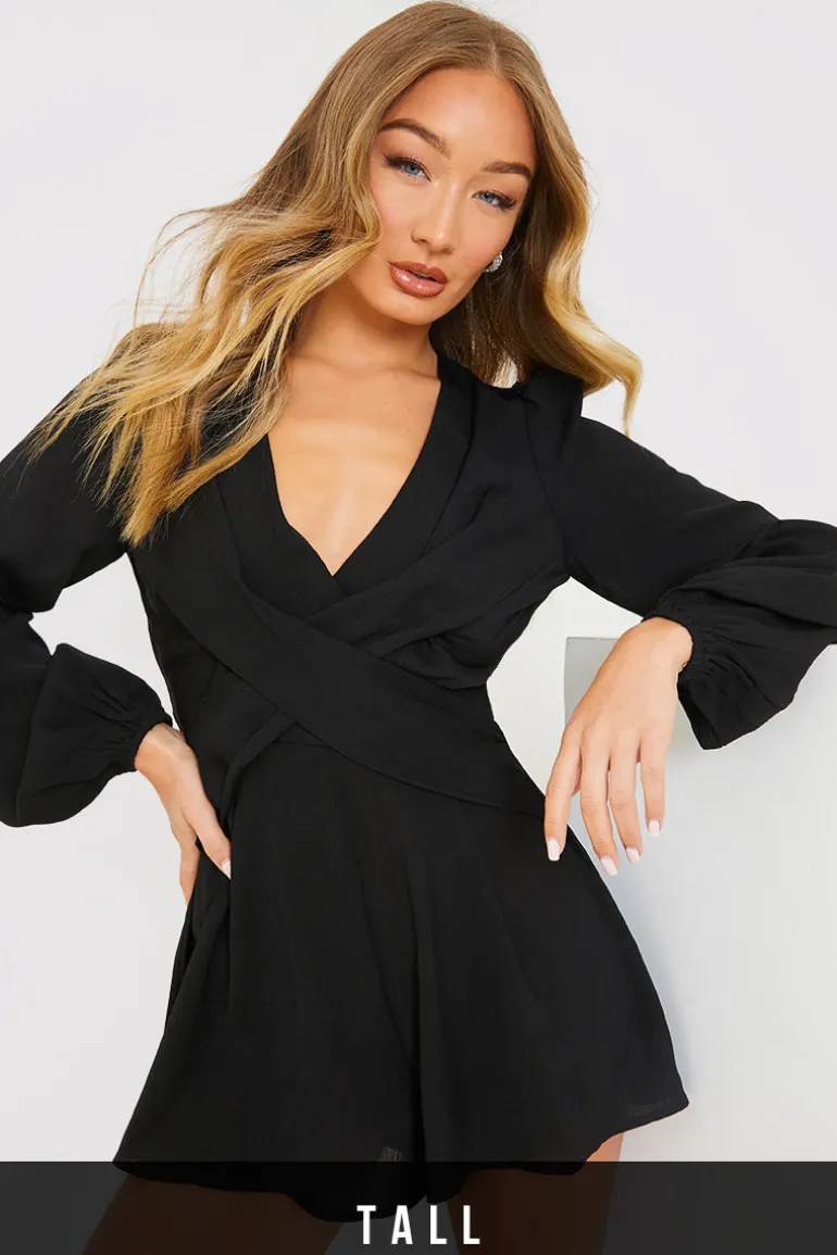Twist Front Balloon Sleeve Playsuit