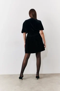 Velvet Mini Dress with Embellished Buttons
