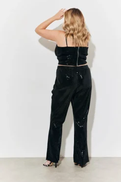 Velvet Sequin Fit and Flare Co-Ord Trouser