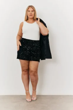 Velvet Sequin Mini Skirt