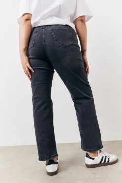 Washed Black Straight Leg Jeans