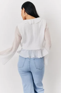 White Chiffon Frill Blouse