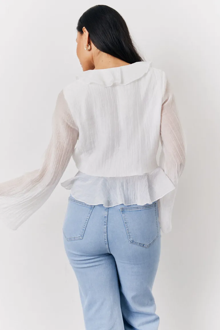 White Chiffon Frill Blouse