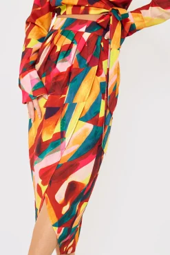 Wrap Front Midi Skirt