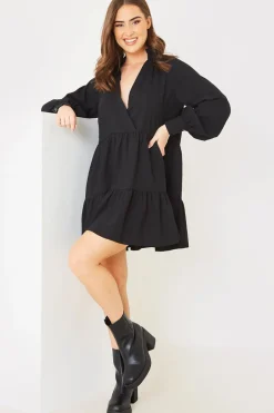 Wrap Front Smock Dress