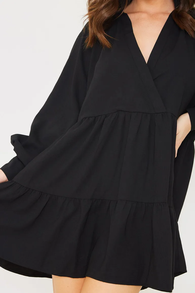Wrap Front Smock Dress