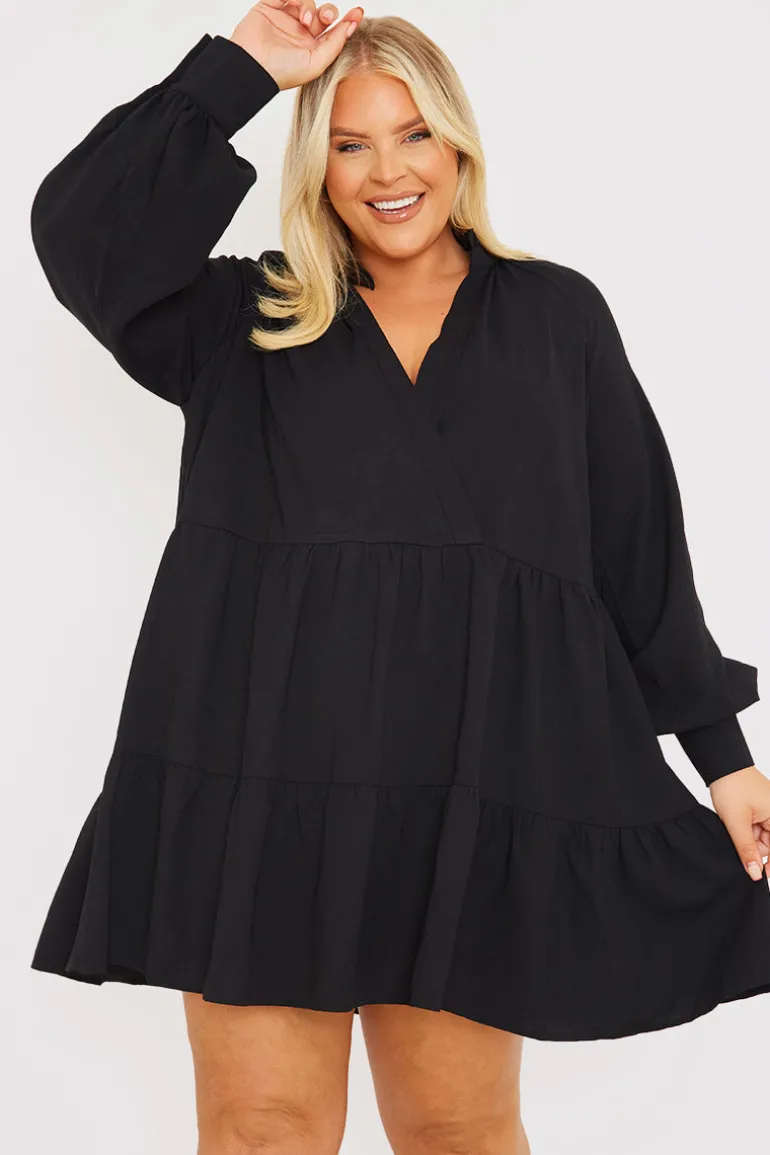 Wrap Front Smock Dress