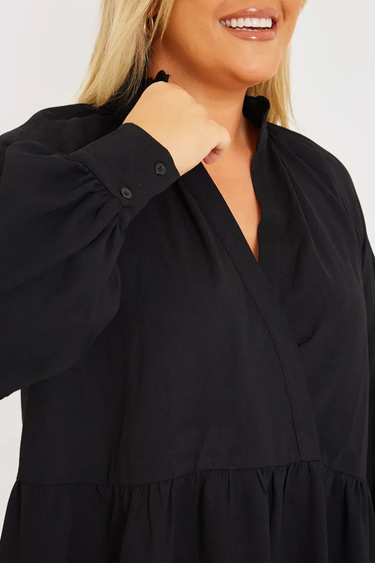 Wrap Front Smock Dress