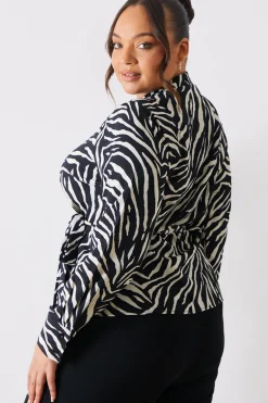 Zebra Print Wrap Front Shirt