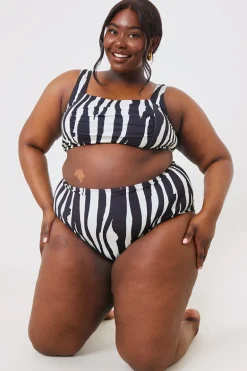 Zebra Ruched Front Square Neck Bikini Top