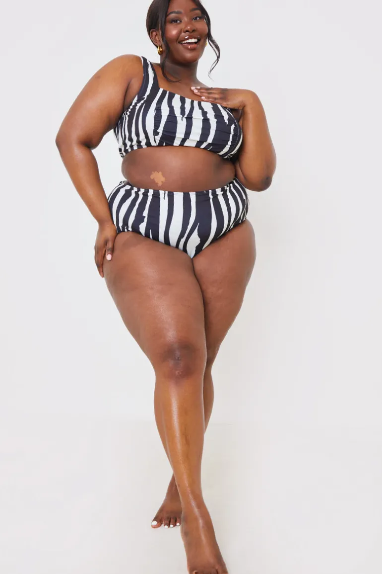 Zebra Ruched Front Square Neck Bikini Top